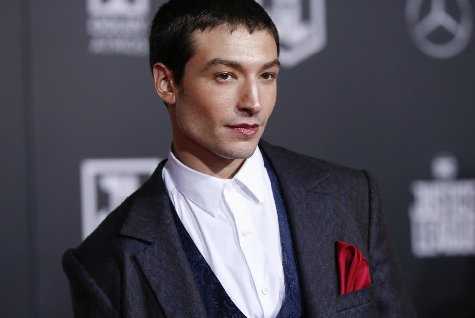 Ezra Miller, here at the Justice League premiere in 2017, is seeking treatment for mental health issues. 