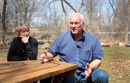 Michigan resident Jerry Smith and his wife Barbara are seen on their family farm as they talk about voting and the U.S. presidential election, in Dexter, Michigan, U.S., April 12, 2018. Picture taken April 12, 2018. REUTERS/Rebecca Cook