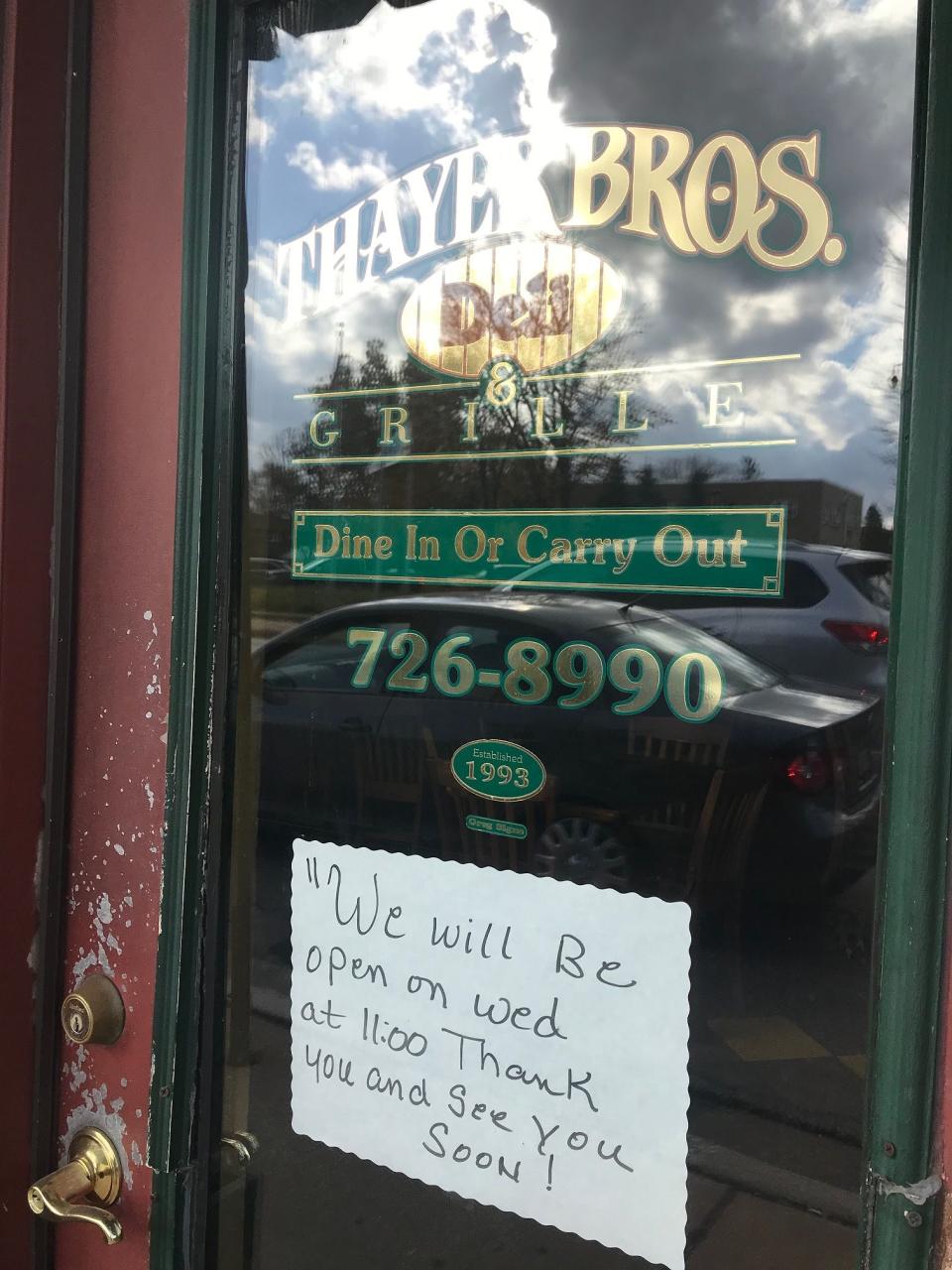 Thayer Bros. Deli will be back in business on Wednesday morning. Image via John Ferak/Patch