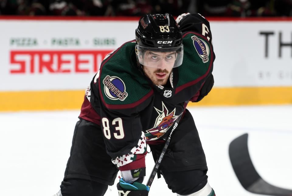 Conor Garland #83 of the Arizona Coyotes 