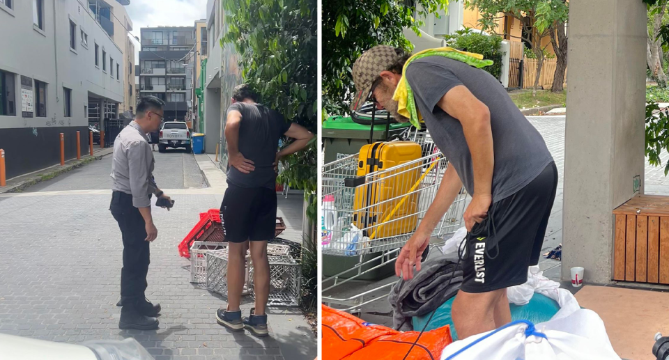 Homeless Sydney man Adam being removed by Inner West council. 