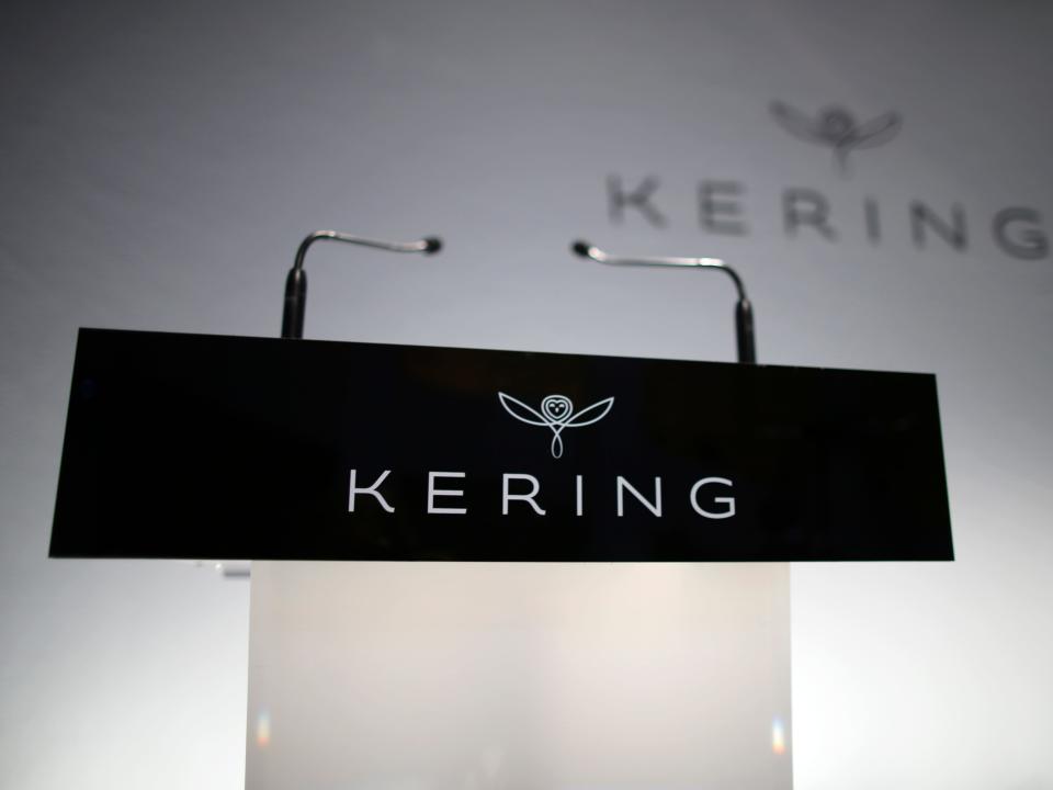 FILE PHOTO: The logo of Kering is seen during the company's 2015 annual results presentation in Paris, France, February 19, 2016. REUTERS/Charles Platiau/File Photo