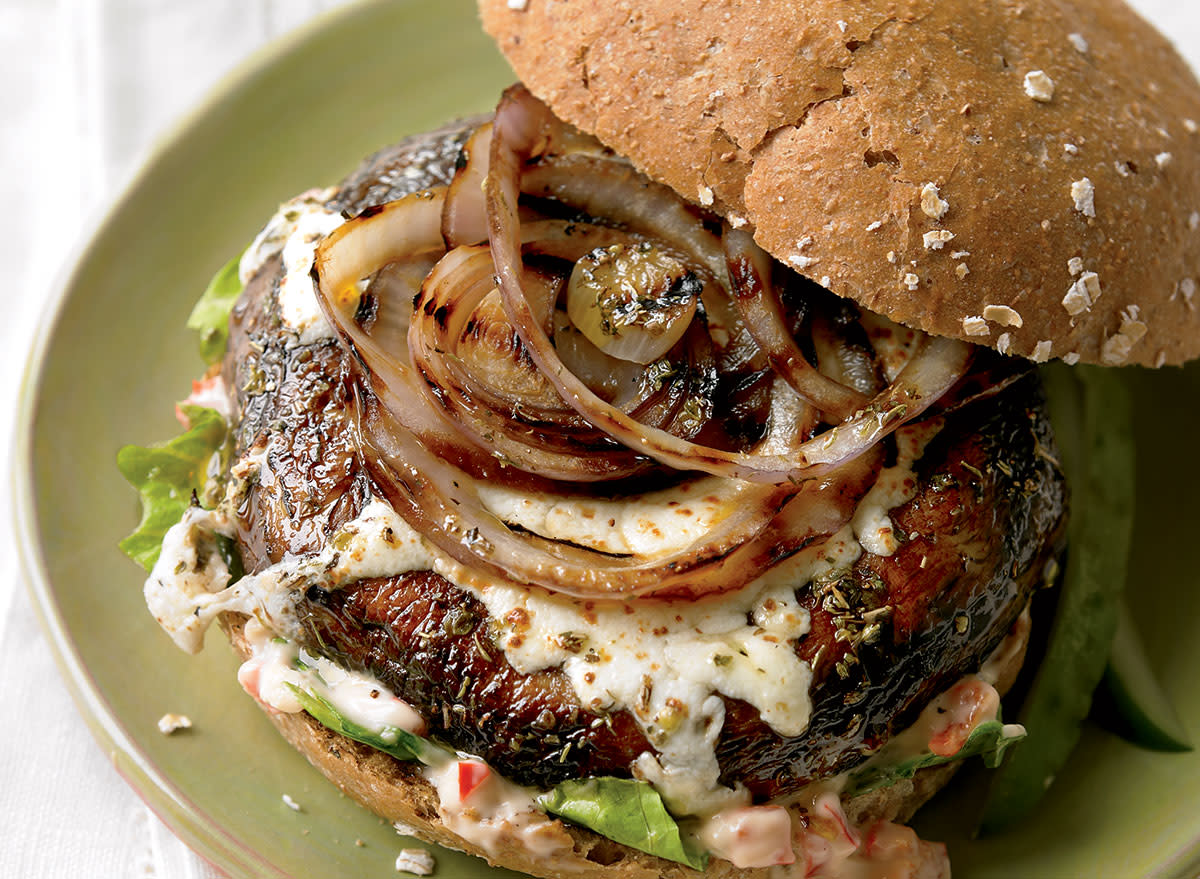 mushroom burger on a plate