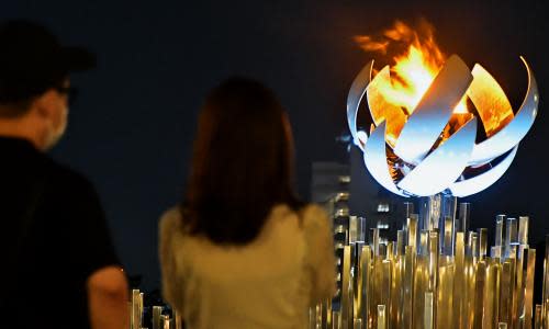 Tokyo Olympics, Japan - 29 Jul 2021<br>Mandatory Credit: Photo by Keizo Mori/UPI/REX/Shutterstock (12237691t)
The second Olympic flame cauldron is on display at the Ariake Yume-no-Ohashi Bridge in Tokyo, Japan on Thursday, July 29, 2021.
Tokyo Olympics, Japan - 29 Jul 2021