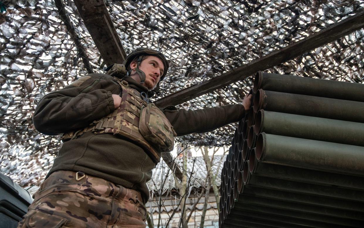 Ukrainian soldier in battle