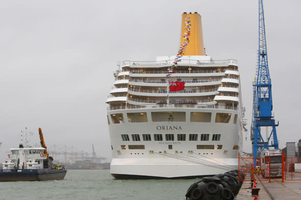 The P&O liner Oriana docked in Southampton after returning from a 10-night Baltic cruise out of Southampton, during which those aboard the liner have reported as many as 400 passengers being struck down with the norovirus winter vomiting bug. PRESS ASSOCIATION Photo. Picture date: Friday December 14, 2012. Photo credit should read: Chris Ison/PA Wire . PRESS ASSOCIATION Photo. Picture date: Friday December 14, 2012. Photo credit should read: Chris Ison/PA Wire.