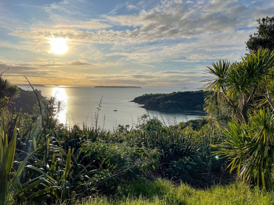 A view of Owhanake Bay on Waiheke Island, New Zealand.