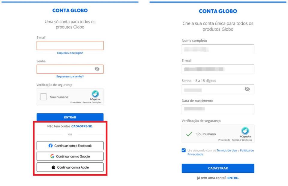 Como votar no BBB: primeiro, crie uma conta Globo grátis para votar no programa (Captura de tela: Caio Carvalho)