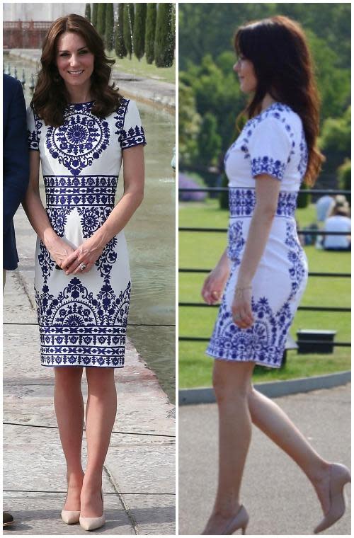 While the princess rocked a AUD$5000 Naeem Khan dress in India, Kate found a replica version for only AUD$50.