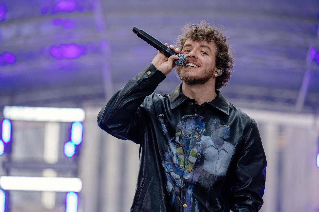 Jack Harlow smiles while performing on the TODAY plaza stage. (Nate Congleton / TODAY)