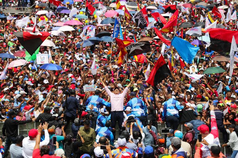 El presidente Nicolás Maduro, en un acto proselitista en Trujillo, Venezuela. (MARCELO GARCIA / Venezuelan Presidency / AFP) 