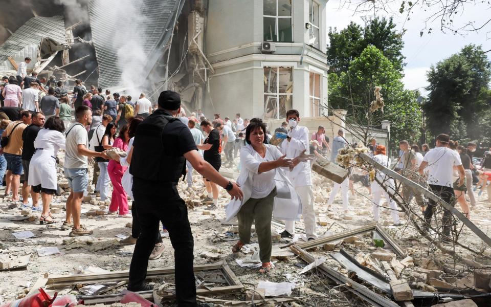 Volodymyr Zelensky said that there were an unknown number of people trapped under the rubble of the Okhmatdyt Children's Hospital in Kyiv