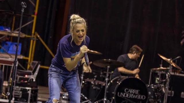 Watch: Carrie Underwood performs, plays drums in Sunday Night