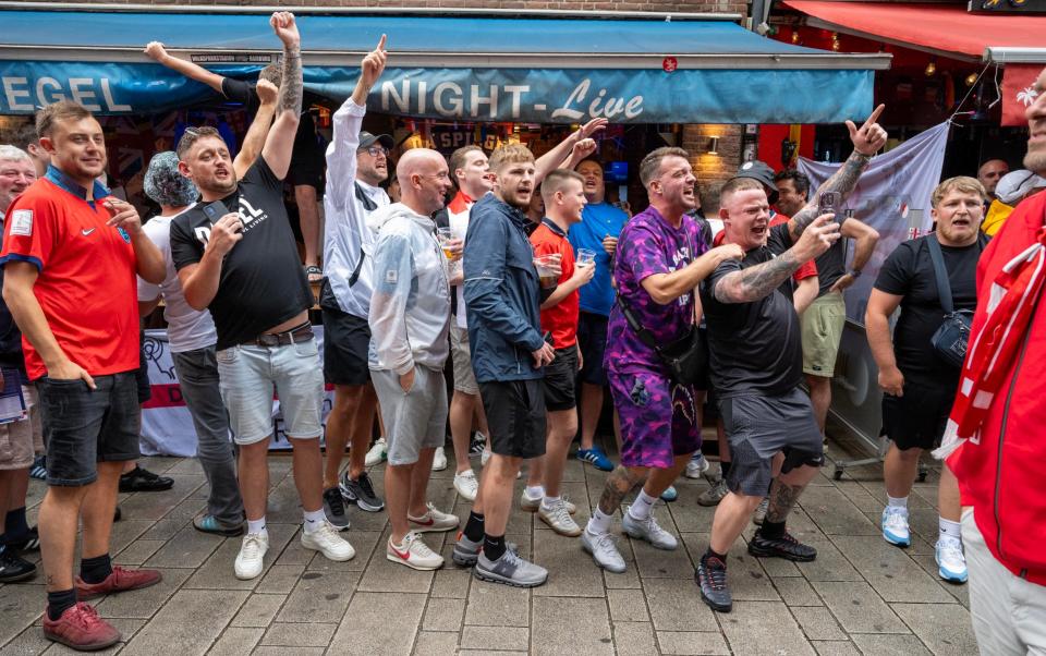 England fans drinking in Dusseldorf