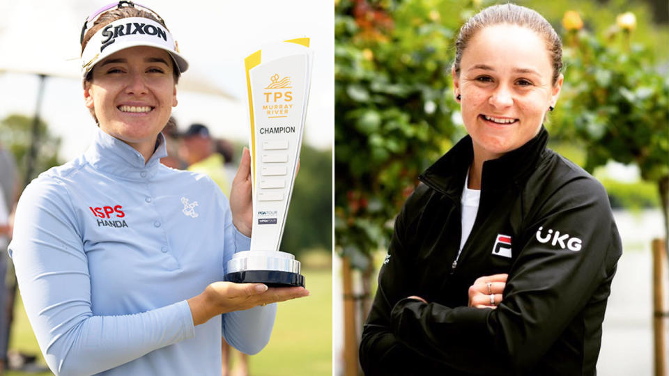 Ash Barty was among those to comment after Hannah Green became the first woman in history to win a professional mixed-gender golf tournament. Pic: AAP/Instagram