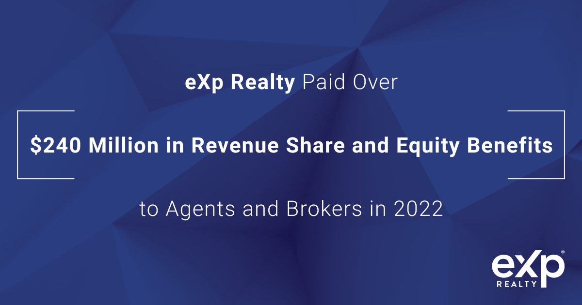 eXp Realty Paid Over 0 Million in Income Share and Fairness Advantages to Brokers and Brokers in 2022