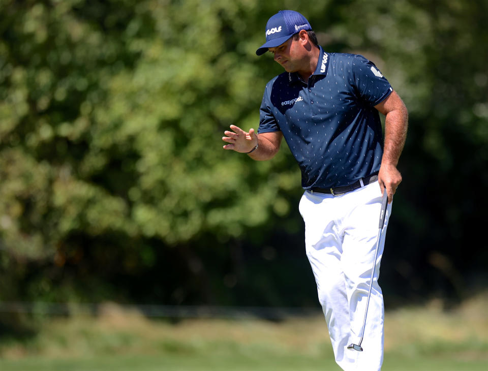 Patrick Reed watches his putt on the fifth hole during the second round of the Portland Invitational LIV Golf tournament in North Plains, Ore., Friday, July 1, 2022. (AP Photo/Steve Dipaola)