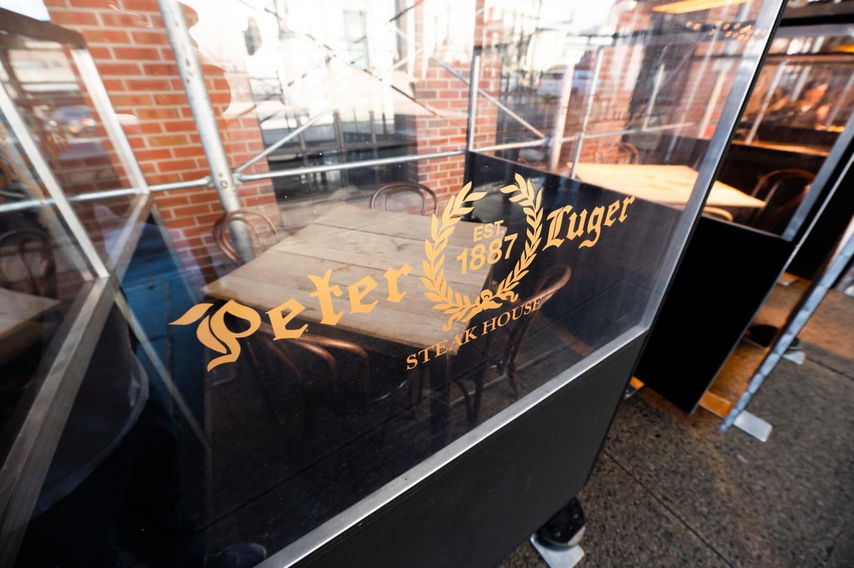 A view outside Peter Luger Steak House on February 24, 2021 in New York City.