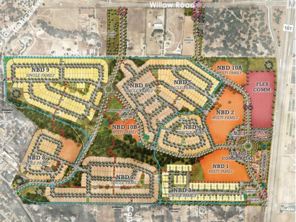 The Dana Reserve housing project would add 1,470 housing units of varying size to a 288-acre piece of land in Nipomo that is currently home to an oak tree ecosystem. NKT Commercial