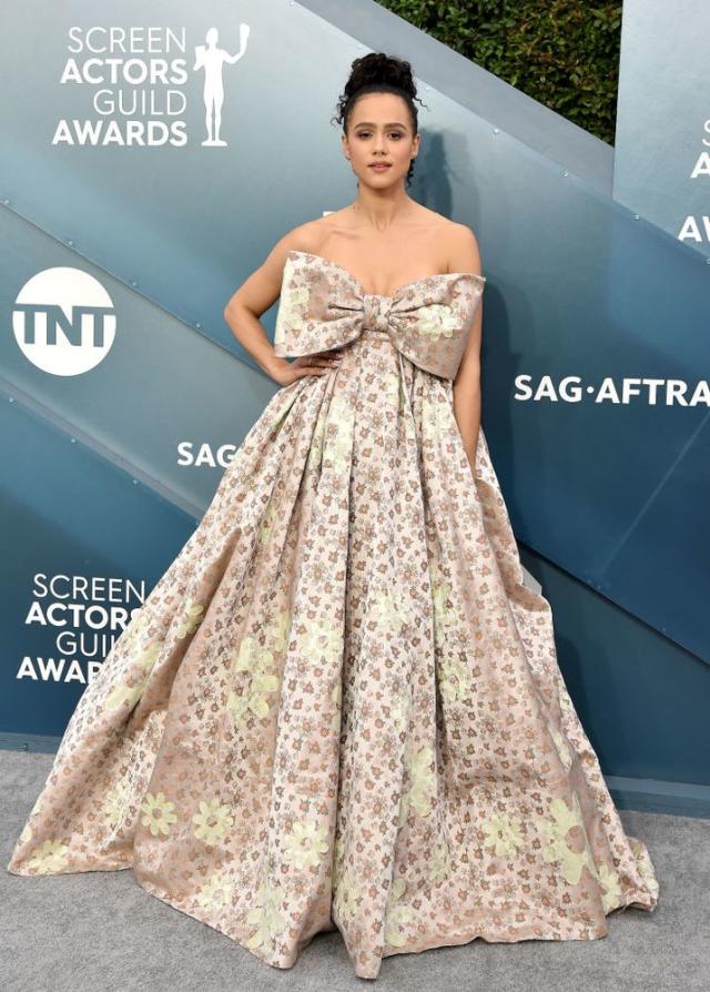 Millie Bobby Brown Wears White Dress & Pants Combo at SAG Awards 2020, 2020 SAG Awards, Millie Bobby Brown, SAG Awards