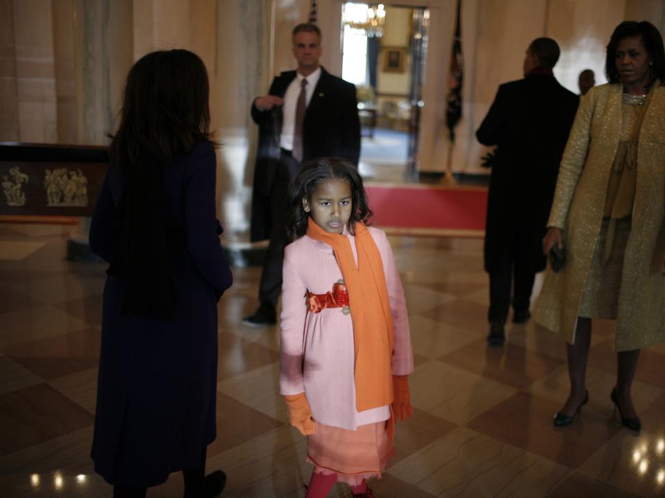 Sasha Obama at the White House on inauguration day