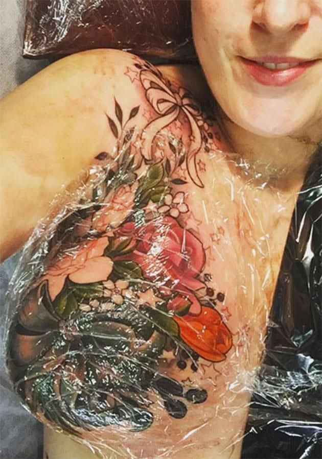 The 37-year-old from Sydney decided to get a tattoo to cover her scars. Photo: secretary925