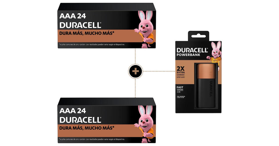 Las pilas Duracell y la powerbank en un pack redondo - Imagen: Amazon México