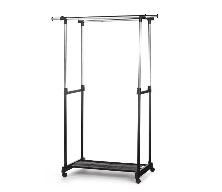 Type A Prime Adjustable Double Rail Freestanding Clothing Rack. Image via Canadian Tire.