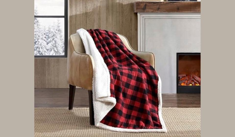 blanket draped on chair