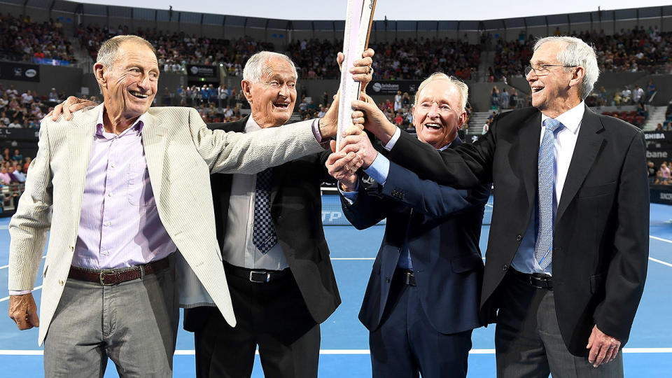 Pictured on the left, Ashley Cooper (L) was a giant of Aussie tennis.