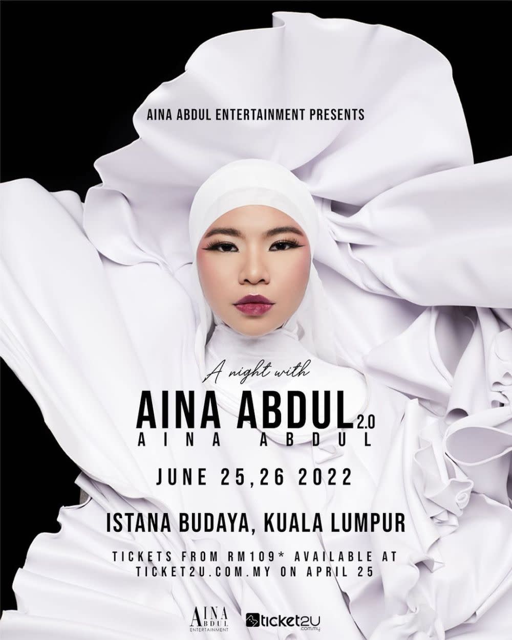 Aina Abdul will not be changing her ‘One Night with Aina Abdul 2.0 Live’ concert ticket prices. — Picture via Instagram/ Aina Abdul