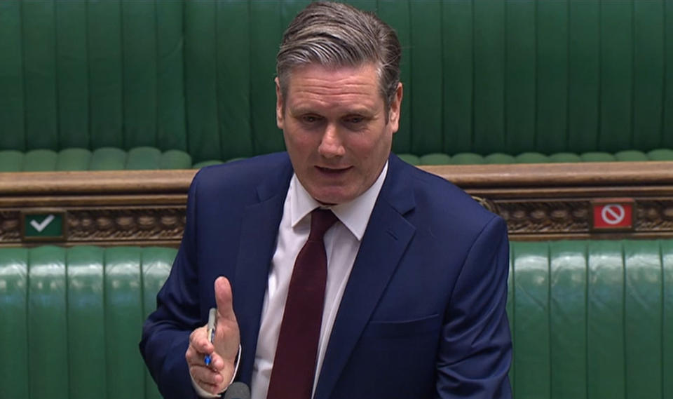 Labour leader Sir Keir Starmer speaking during Prime Minister's Questions in the House of Commons, London.