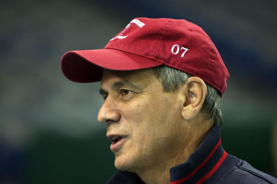 TOKYO - MARCH 21:  President and Chief Exective Officer Larry Lucchino of Boston Red Sox speaks to the media at Tokyo Dome on March 21, 2008 in Tokyo, Japan. Oakland Athletics and Boston Red Sox are playing their opening games in Tokyo on March 25 and 26.  (Photo by Koichi Kamoshida/Getty Images)