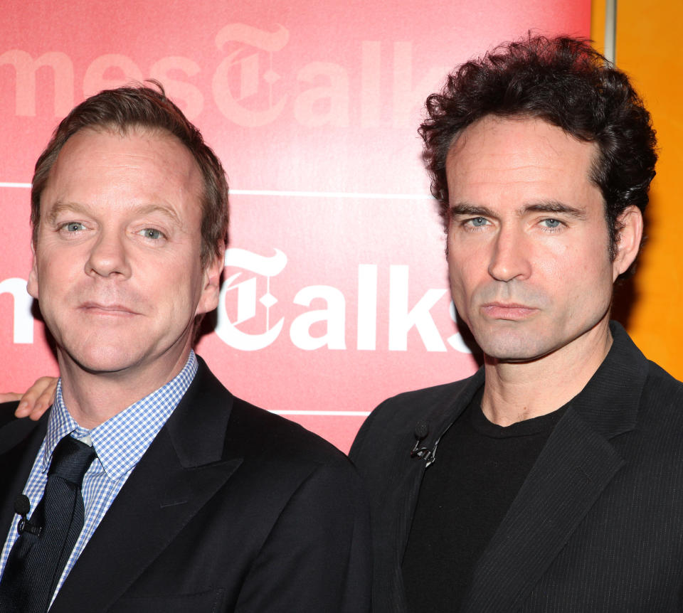 TimesTalks Presents A Conversation With The Champion Acting Ensemble, Kiefer Sutherland & Jason Patric with cast members of Broadway's 'That Championship Season' at the Times Center in New York City. (Photo by Walter McBride/Corbis via Getty Images)