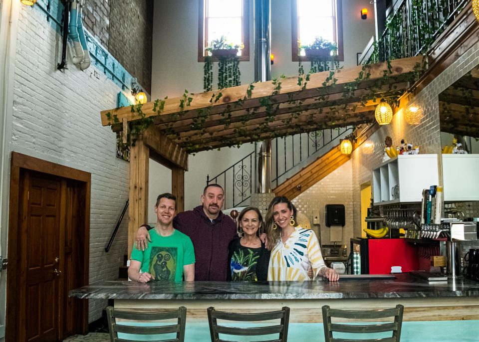 From left, Mark Gillespie, Jamie Grogan, Tania Grogan and Kaila Gillespie own and run Roots of Brasil, a new Brazilian restaurant opening downtown Sioux Falls on Saturday April 30.