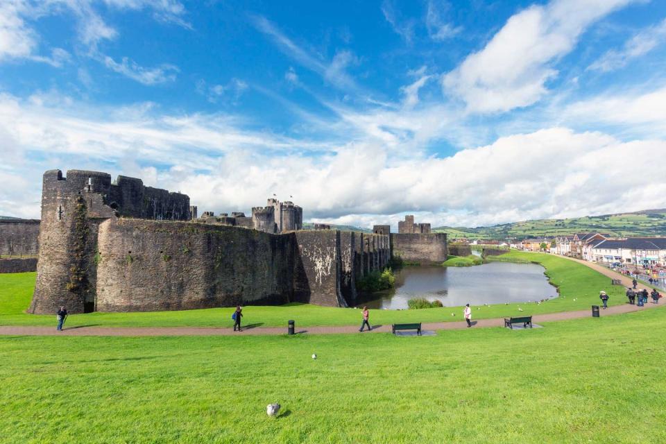 Caerphilly, Wales The castle and moat