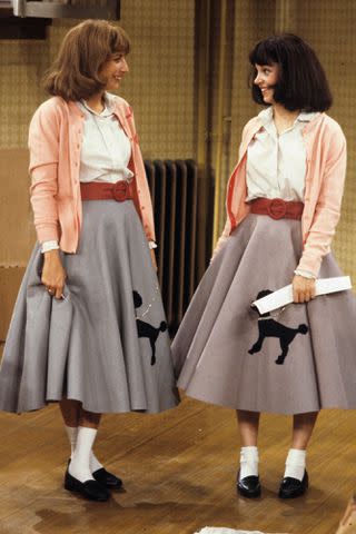 <p>ABC Photo Archives/Disney General Entertainment Content via Getty</p> Penny Marshall and Cindy Williams wearing poodle skirts on Laverne & Shirley in 1978