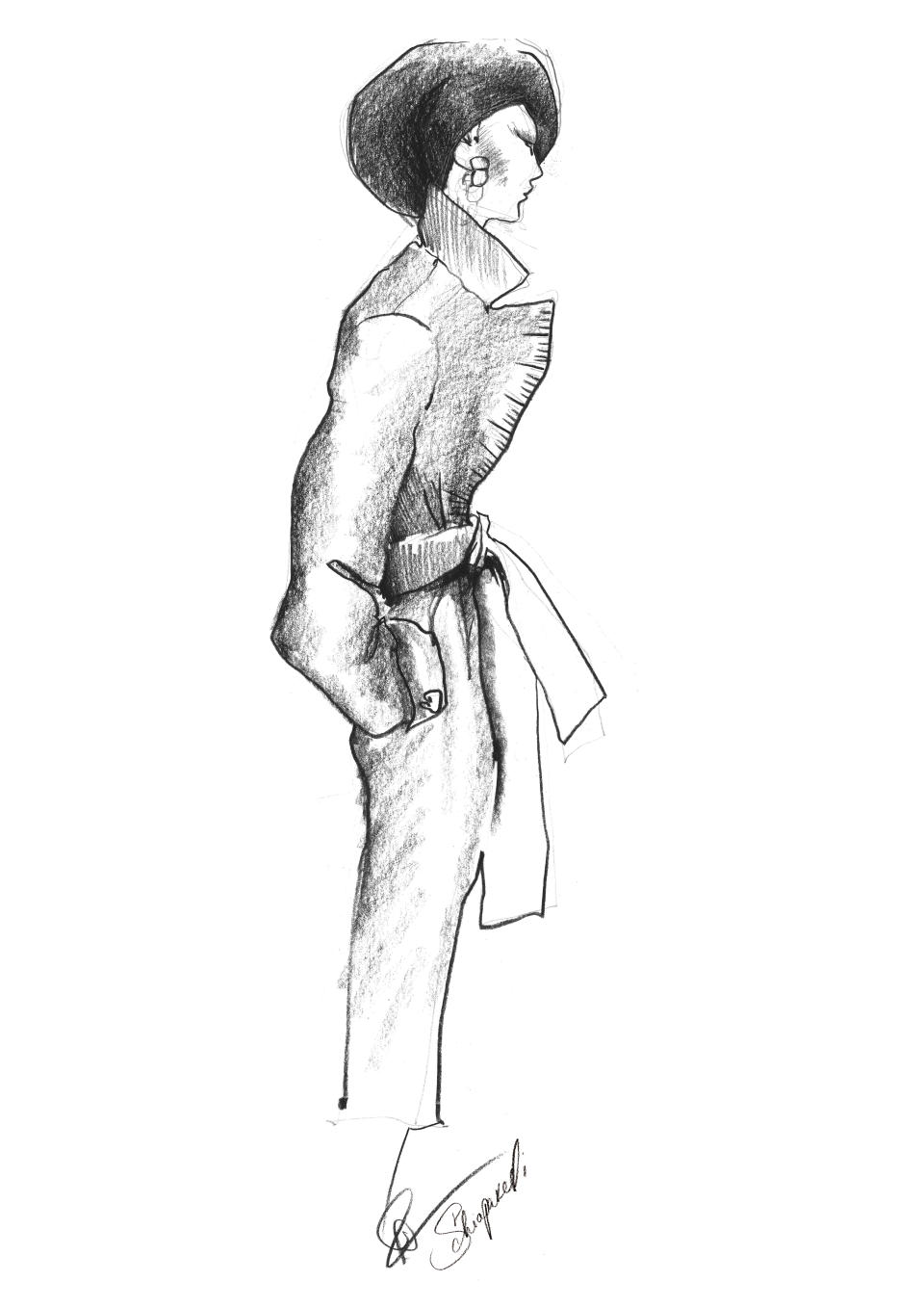 A sketch by Daniel Roseberry for Schiaparelli's fall 2023 ready-to-wear collection
