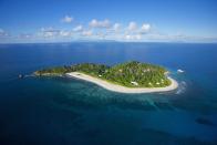 <p>Aerial view of Cousine Island in the Seychelles, an archipelago off east Africa. </p>