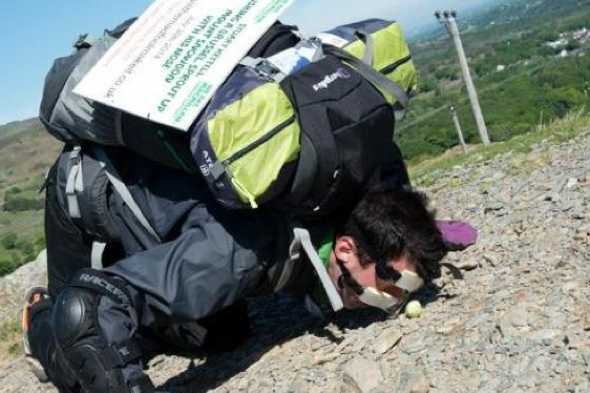 Man pushes Brussels sprout up Mount Snowdon for charity