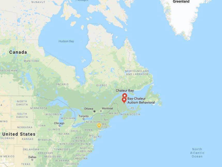 New Brunswick, Canada, where the site is thought to be located (Google Maps)