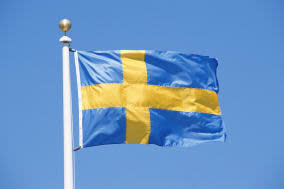 Flag of SwedenBlue Clear Sky Day  Outdoors Rectangle Rippled Flag Wind Identity Patriotism Culture Close-up Color Image Nobo