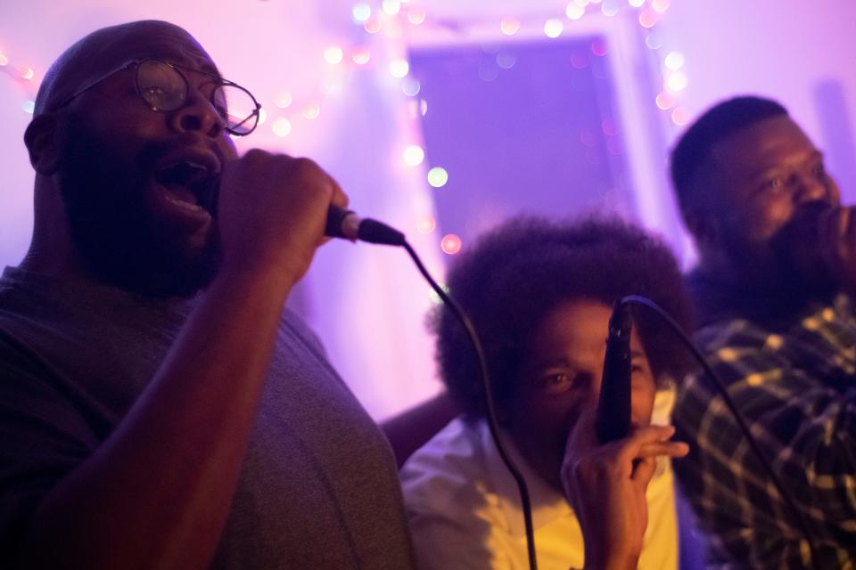 From left to right, Alonzo Rodgers performs alongside Colby Earles and Jarius Bush of the Good Guy Collective at The Birdhouse on March 2. "He was special," Earles told Knox News about Rodgers, who recently was shot and killed in Knoxville. "Not sure what words to say, but he was a ridiculous talent."