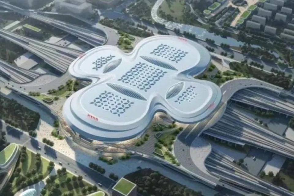 Proposed design for a train station in Nanjing is ridiculed by Chinese internet users - with one joking ‘that is a giant sanitary pad’ (Wiebo)