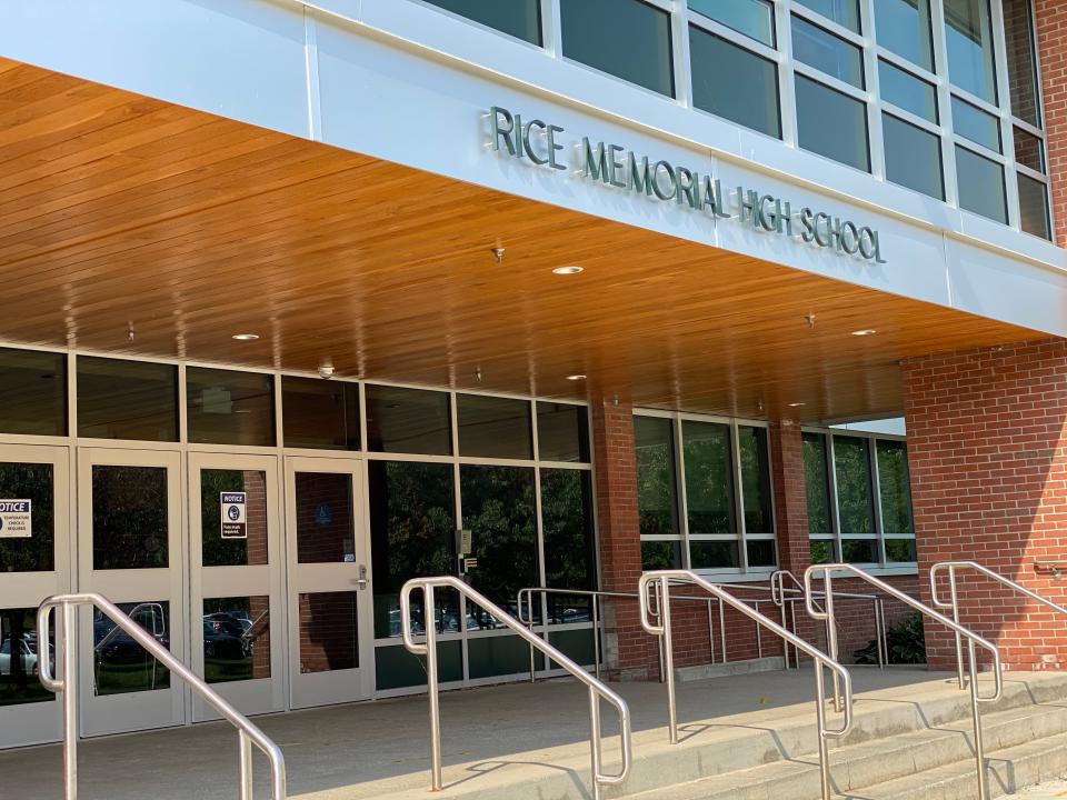 Rice Memorial High School in South Burlington on the first day of school, Sept. 8, 2020.