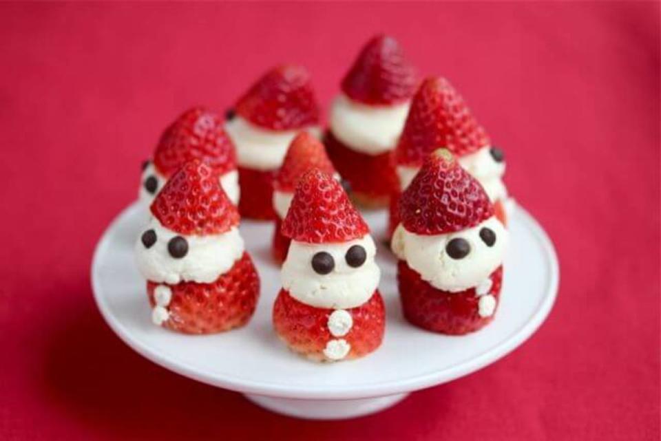 <p>Jeanette's Healthy Living</p><p>How cute are these? Plus a little healthier for your dessert table.</p><p><strong>Get the recipe: <a href="https://jeanetteshealthyliving.com/strawberry-whipped-cream-santas/" rel="nofollow noopener" target="_blank" data-ylk="slk:Santa Strawberries;elm:context_link;itc:0;sec:content-canvas" class="link ">Santa Strawberries</a></strong></p>