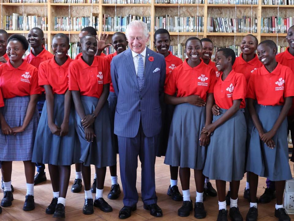 Charles meets young people taking part in a Prince’s Trust International Enterprise Challenge (PA)