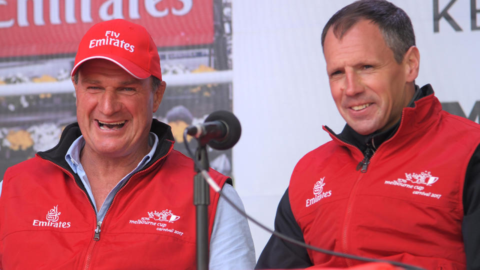 Trainers Darren Weir and Iain Jardine at the 2017 Melbourne Cup Parade. (Photo by Vince Caligiuri/Getty Images)