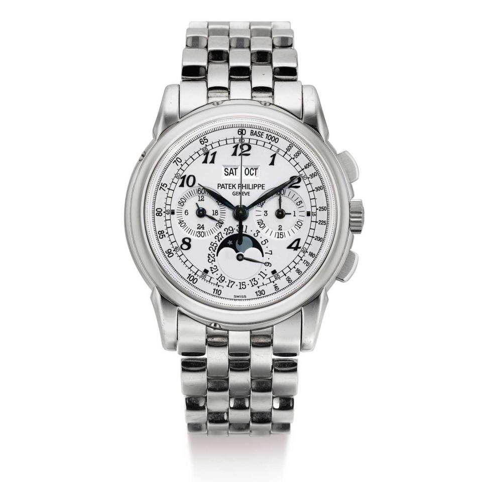 A <a href="https://wwd.com/accessories-news/watches/crypto-crash-burst-luxury-watch-secondary-market-bubble-1235305137/" rel="nofollow noopener" target="_blank" data-ylk="slk:Patek Philippe;elm:context_link;itc:0;sec:content-canvas" class="link ">Patek Philippe</a> with the unique reference of 5970 made for Eric Clapton.