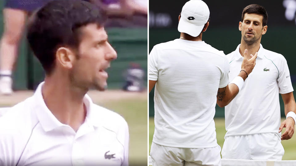 Novak Djokovic, pictured here firing up at the Wimbledon crowd for their support of Matteo Berrettini.